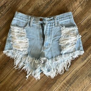Mid rise jean shorts